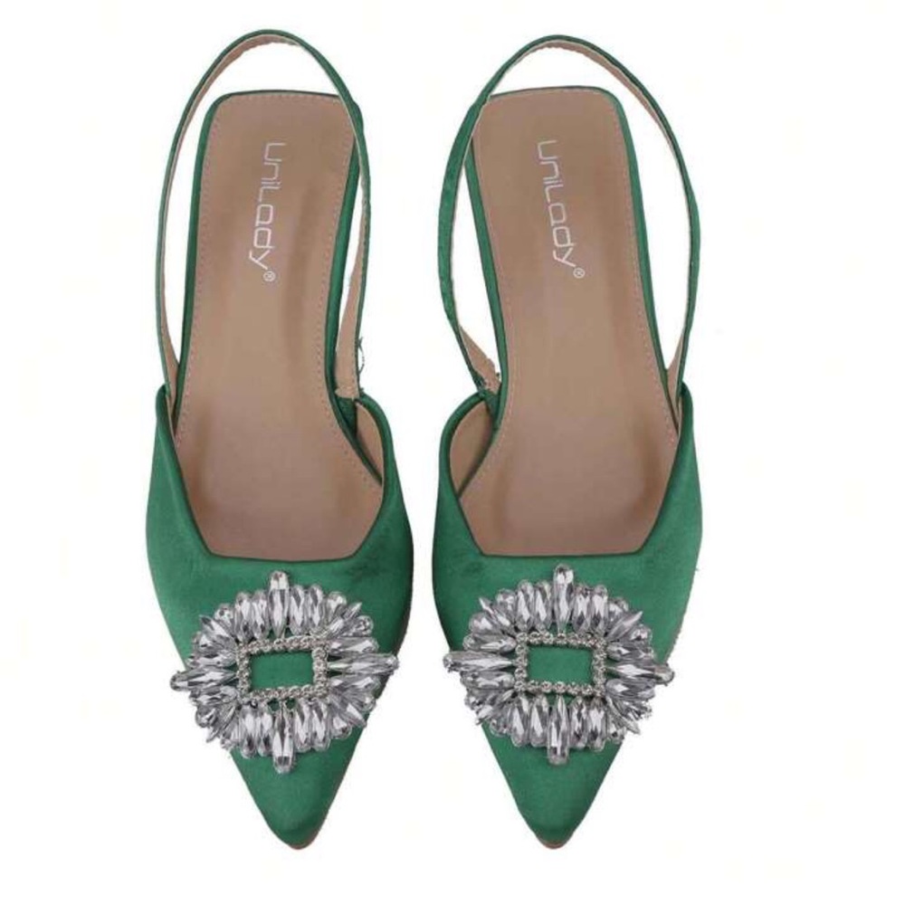 Emerald green sling back stiletto heel